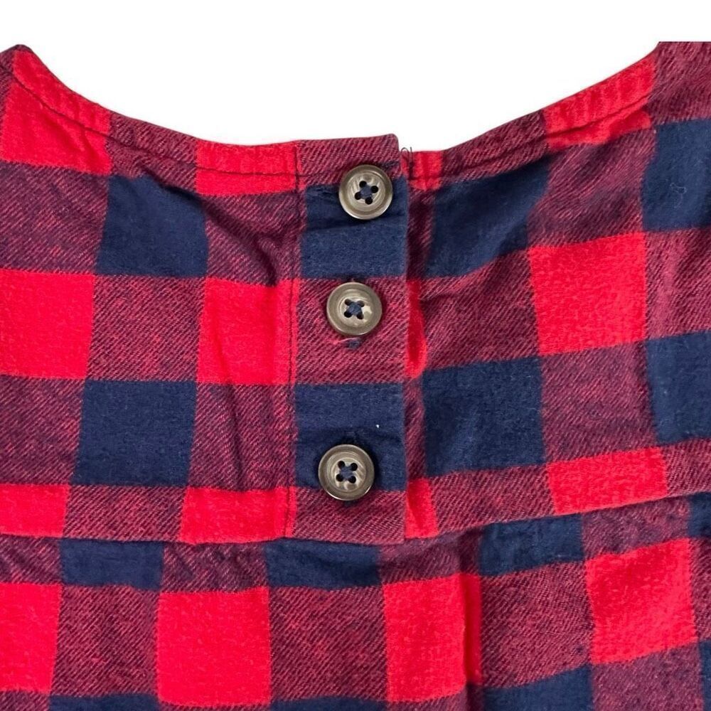 Hanna Andersson Buffalo Plaid Flannel Dress size 8 Red Blue Half Sleeve - Picture 6 of 8